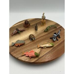 K&M International River Wildlife Animal Figures Lot Heron Bear Otter Turtle Fish